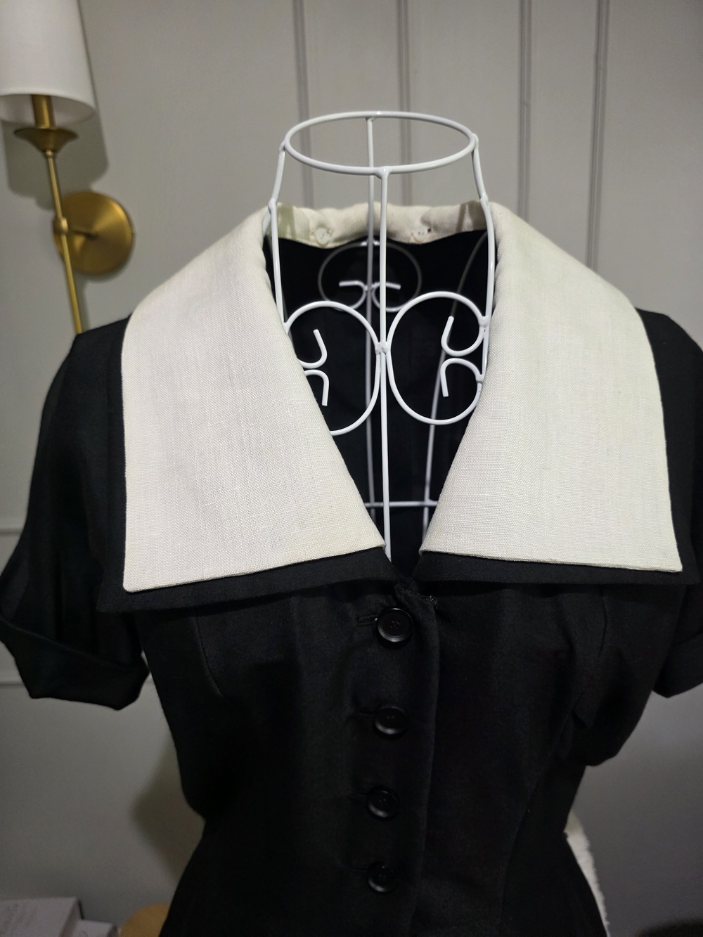 Vintage Christian Dior new York Black Midi Dress with White - Picture 12 of 16